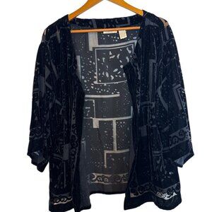 Choices Black Open Front Ombré Velvet Jacket Cardigan Sz L Cozy Whimsigoth